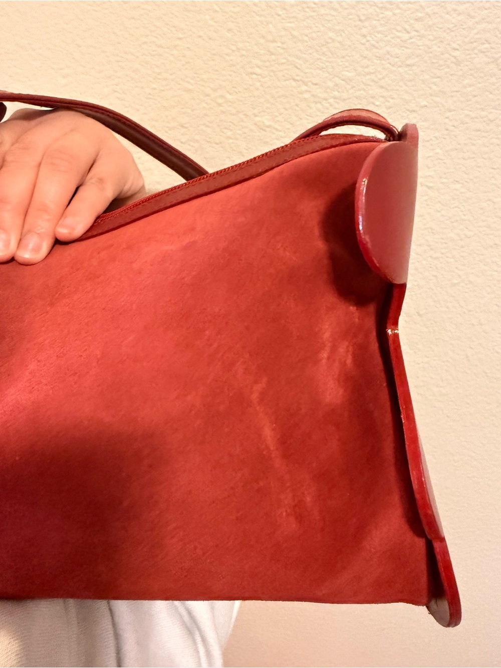 Tous Red Bear-Shaped Mini Suede Shoulder Bag - Picture 9 of 14